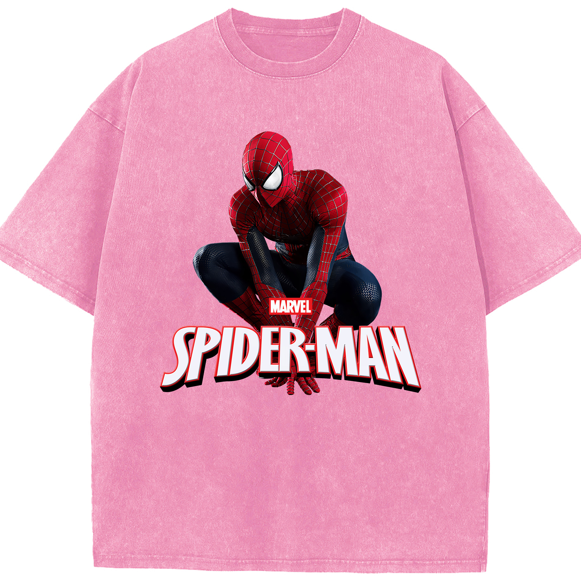 （画像用） Spider Man スパイダーマン 綿100% ヴィンテージ風 半袖Tシャツ（フロントプリント）